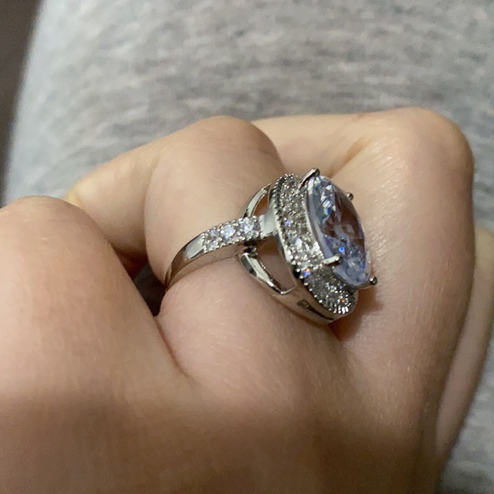 NEW Gorgeous Stamped 925 Silver Big stone Ring - Picture 4 of 5